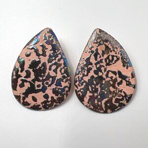 Earrings Pierced Clay Drop Pink Metallic Jewelry
